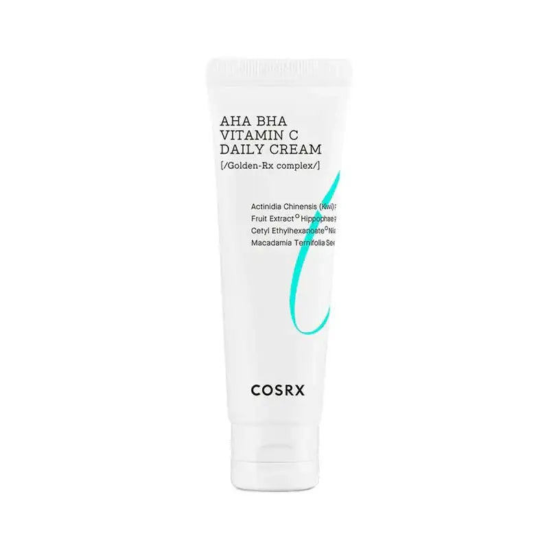 COSRX AHA/BHA vitamine C dagcrème tube, witte knijpflacon