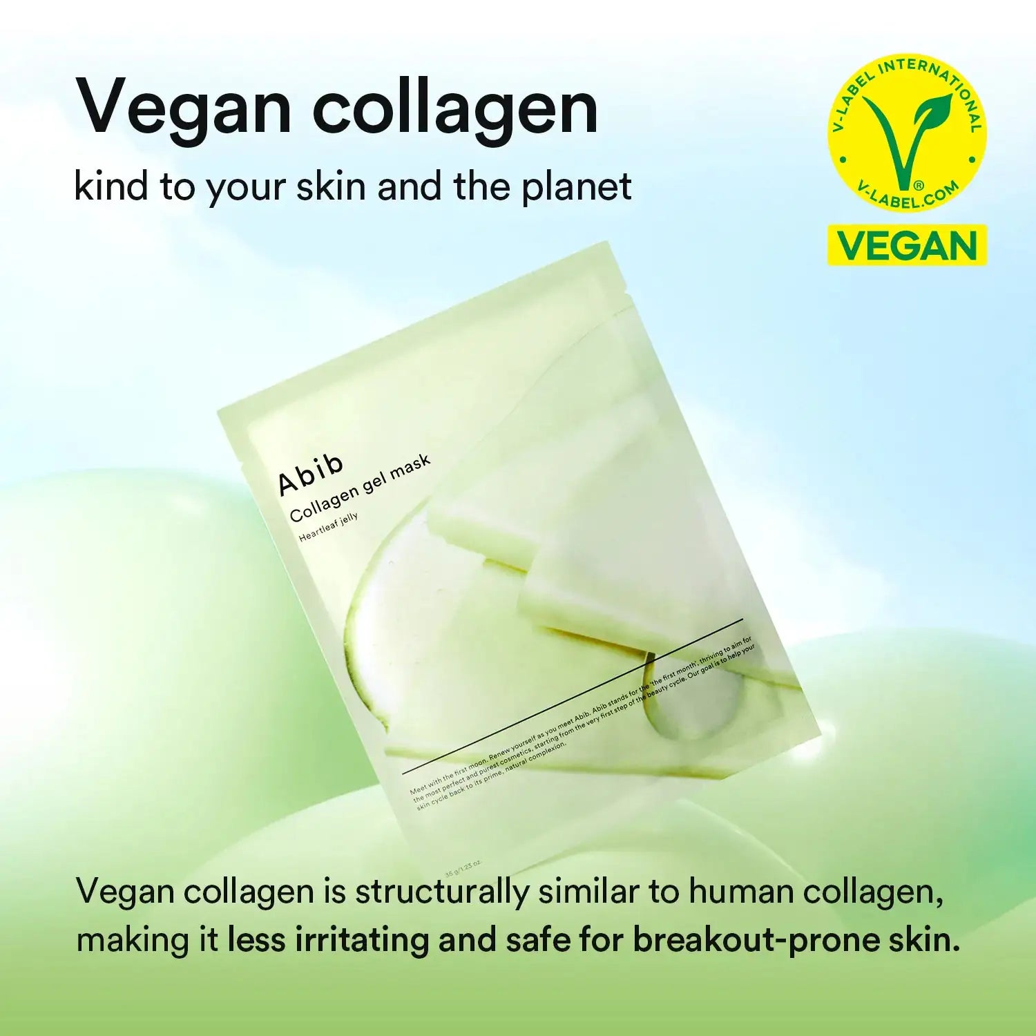 Abib Collagen Gel Mask Heartleaf Jelly Abib collageen gelmasker met hartblad, transparant zakje met meerdere gelvellen