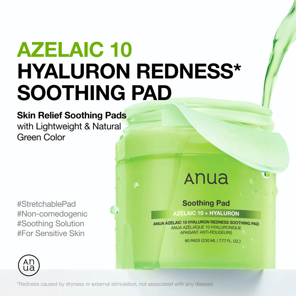 Anua soothing pad potje met overhangend groen doekje bovenop