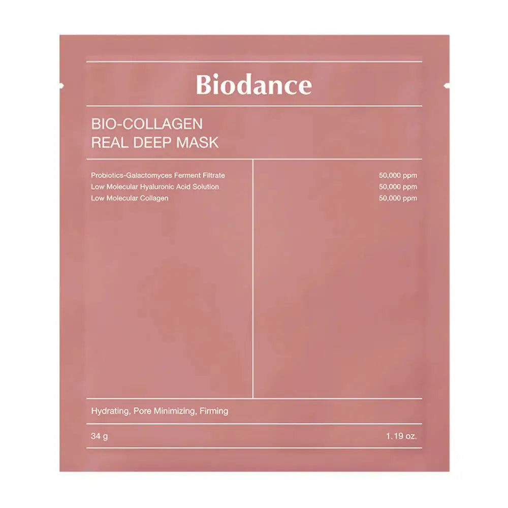 Bio collageen real deep mask: roze sheetmasker-verpakking, 34 g