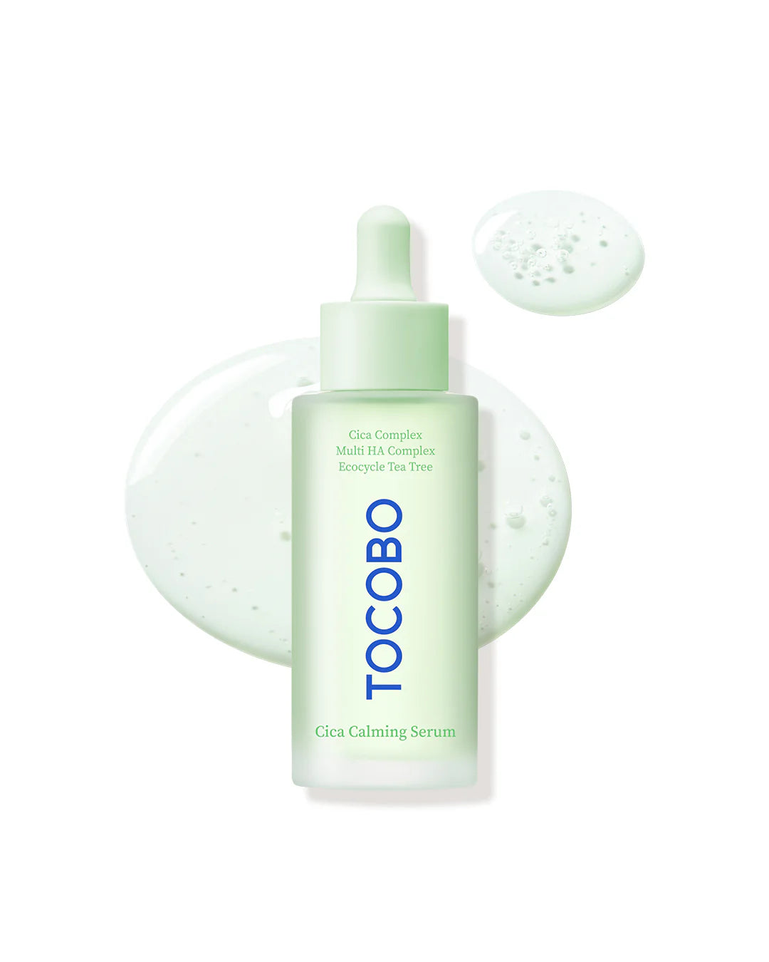TOCOBO Cica Calming Serum flesje met dop, lichtgroene serumvloeistof