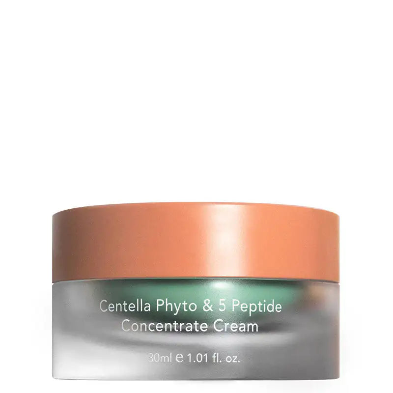 Haruharu WONDER Centella Phyto & 5 Peptide Concentrate Cream Gezichtscrème in pot met oranje deksel en grijs etiket