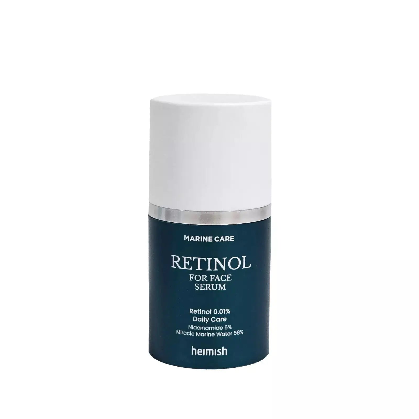 Retinol-gezichtsserum, donkerblauwe fles met witte dop, Marine Care