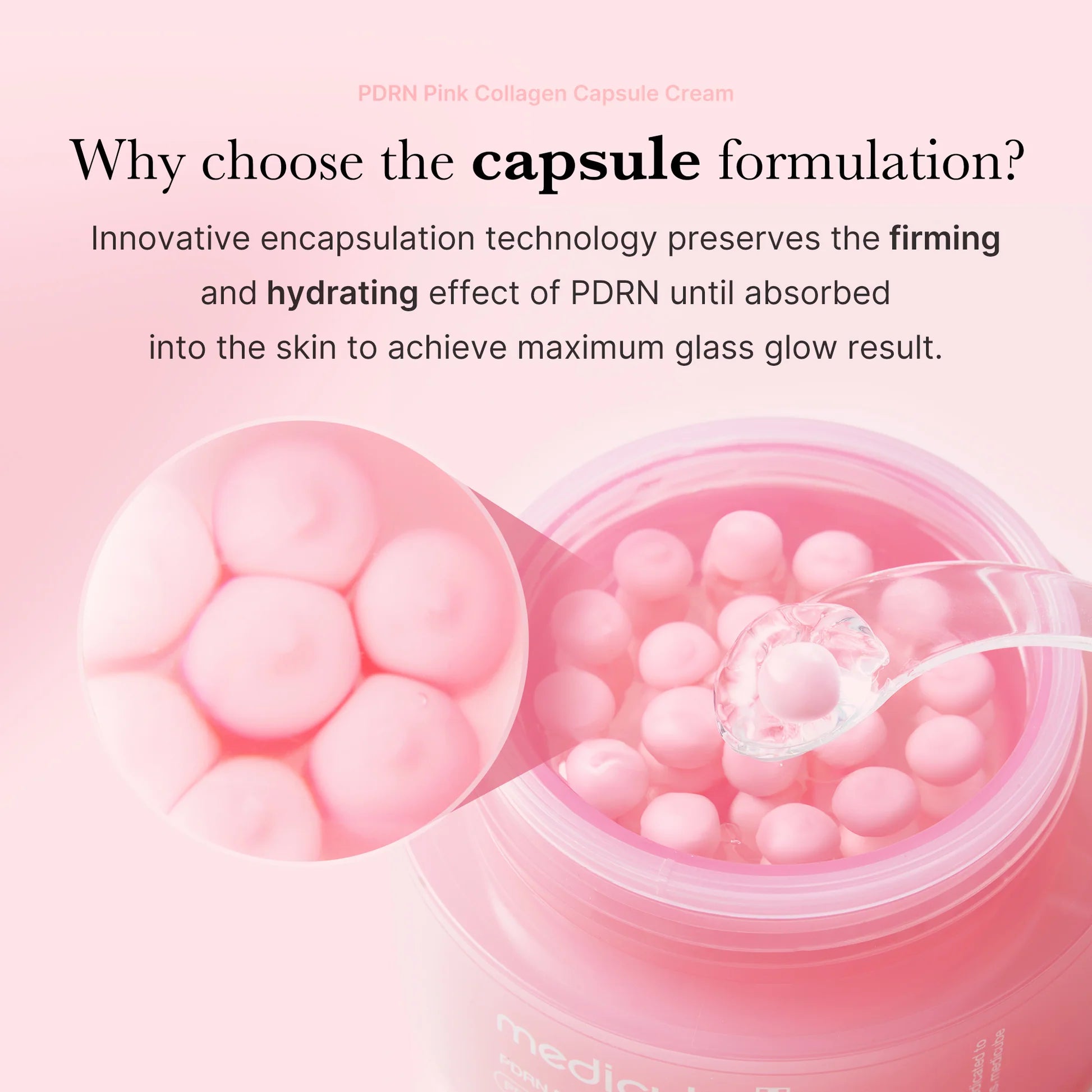 Medicube PDRN Pink Collagen Capsule Cream Formule visual – Infographic met de actieve ingrediënten van de crème.