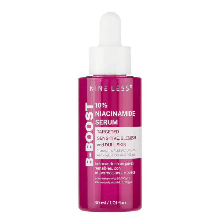 Niacinamide serumflesje met druppelaar, NINE LESS B-Boost 10%, 30 ml.