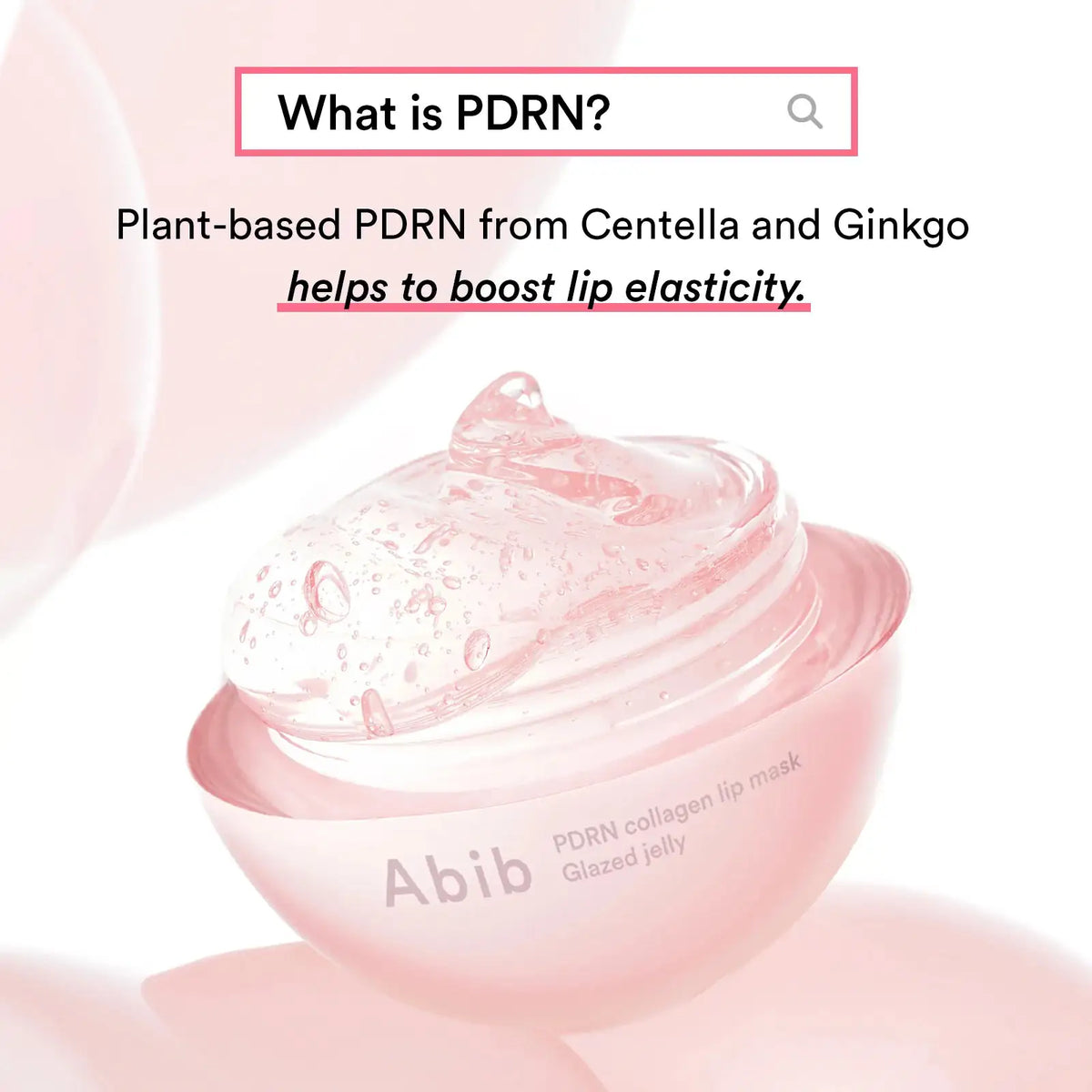 Abib PDRN Collagen Lip Mask Glazed Jelly Roze lipmaskerpot met open deksel en gelstructuur