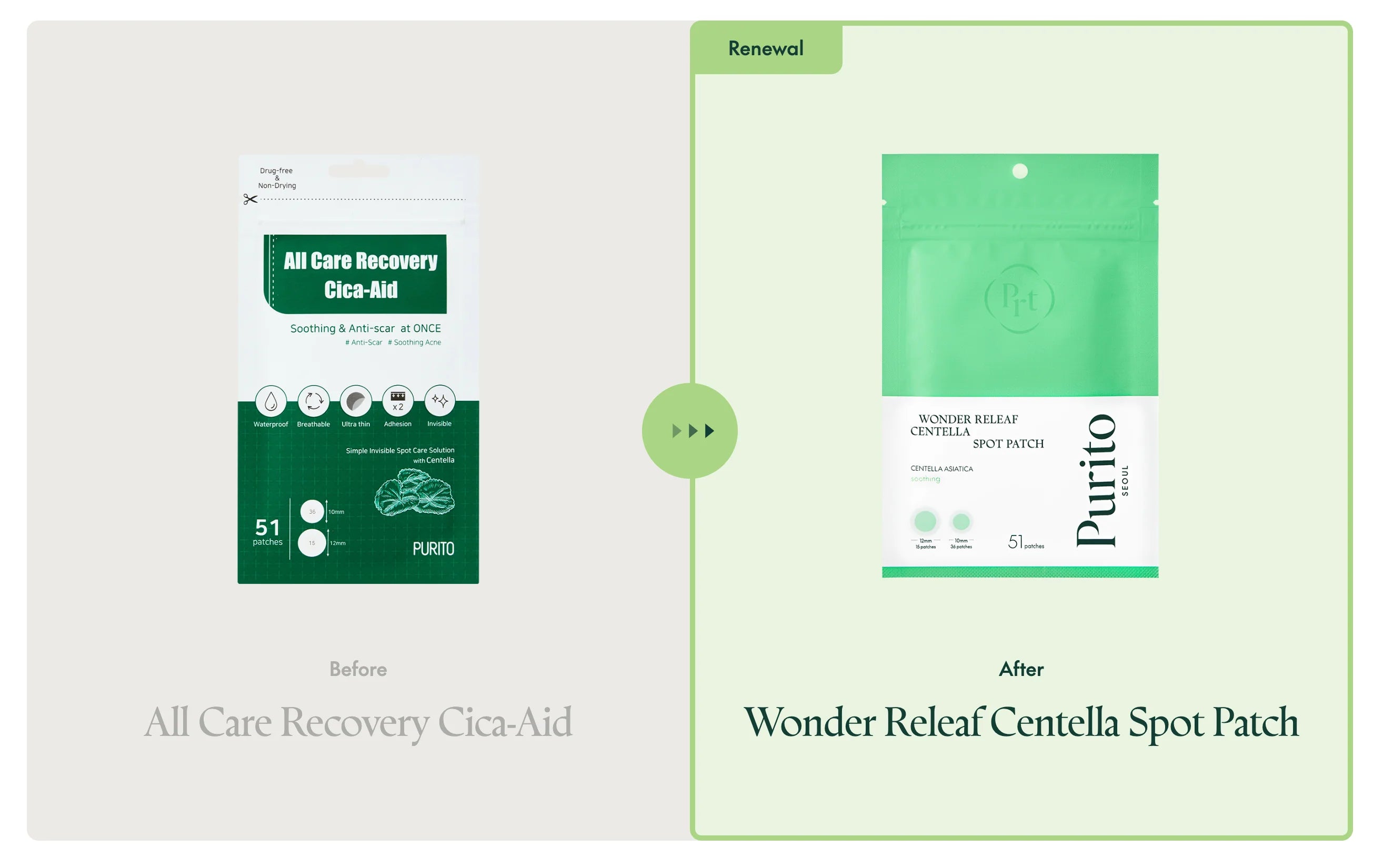 Purito Wonder Releaf Centella Spot Patch renewal packaging