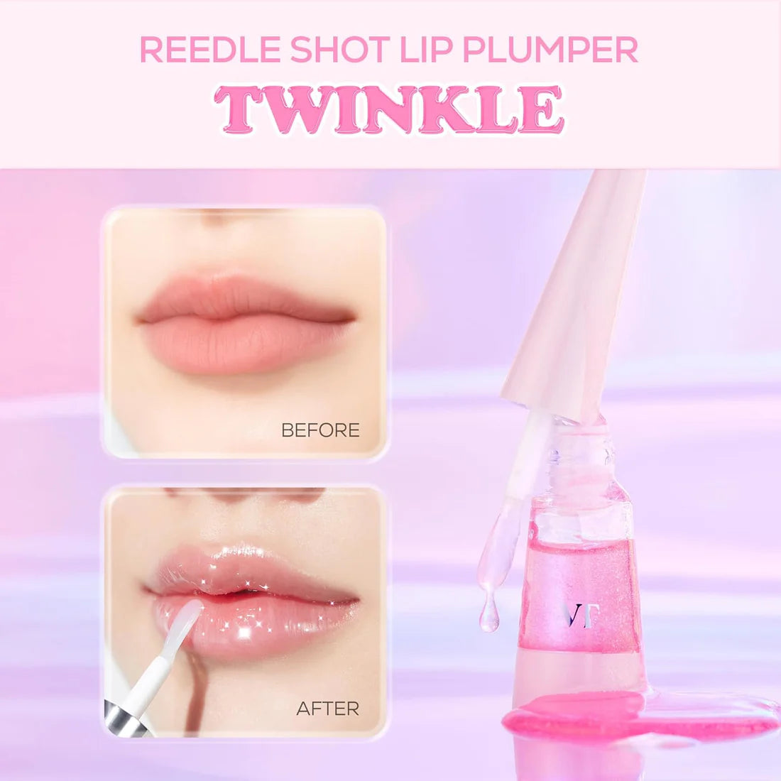VT Cosmetics Reedle Shot Lip Plumper Twinkle productfoto - volume boosting lip gloss met pink-gold shimmer