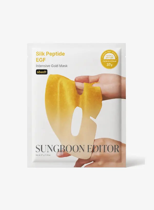 Packshot SUNGBOON EDITOR Silk Peptide EGF Intensive Gold Mask – overnight gel masker met 24K goud en 31 peptiden