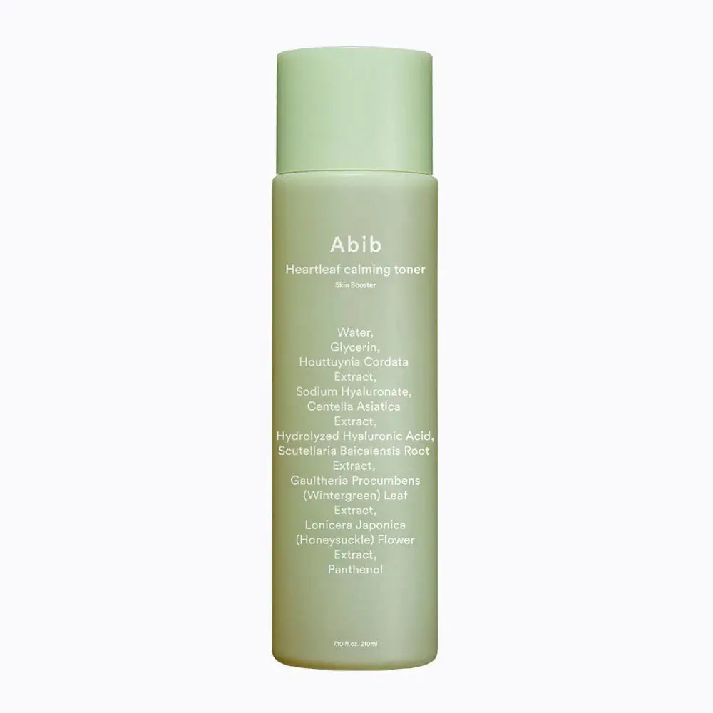 Abib Heartleaf Calming Toner Skin Booster Groene Abib tonerfles met dop en etiket