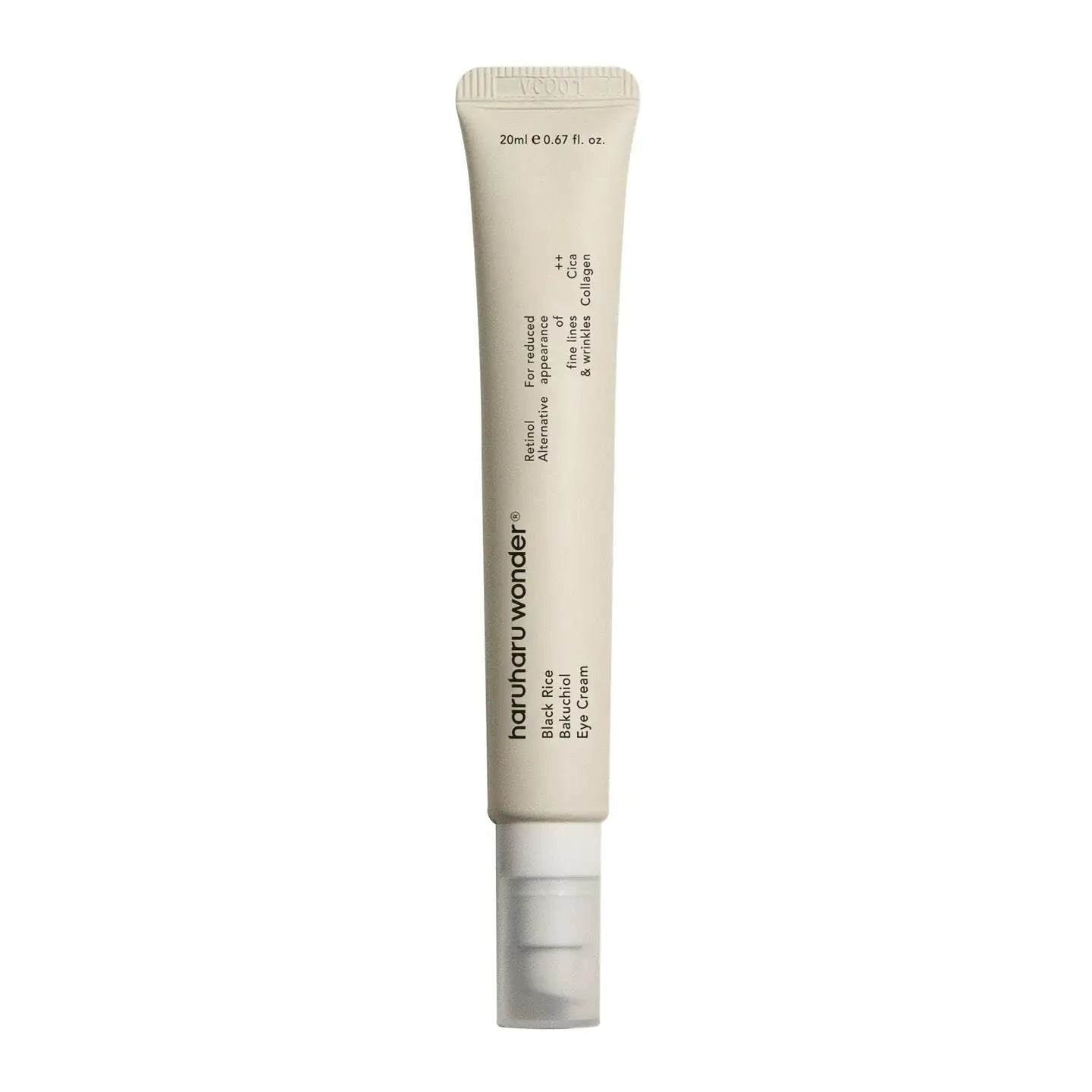 Haruharu WONDER Black Rice Bakuchiol Eye Cream Oogcrème-tube met roomkleurige body en witte dop