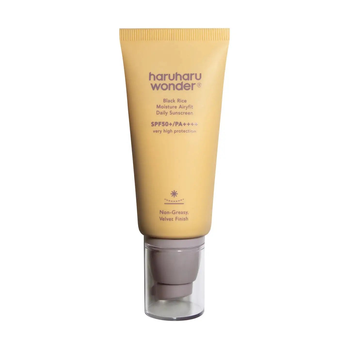 Haruharu WONDER Black Rice Moisture Airyfit Daily Sunscreen Zonnebrandcrème tube met SPF50+ en romige lichtbeige textuur