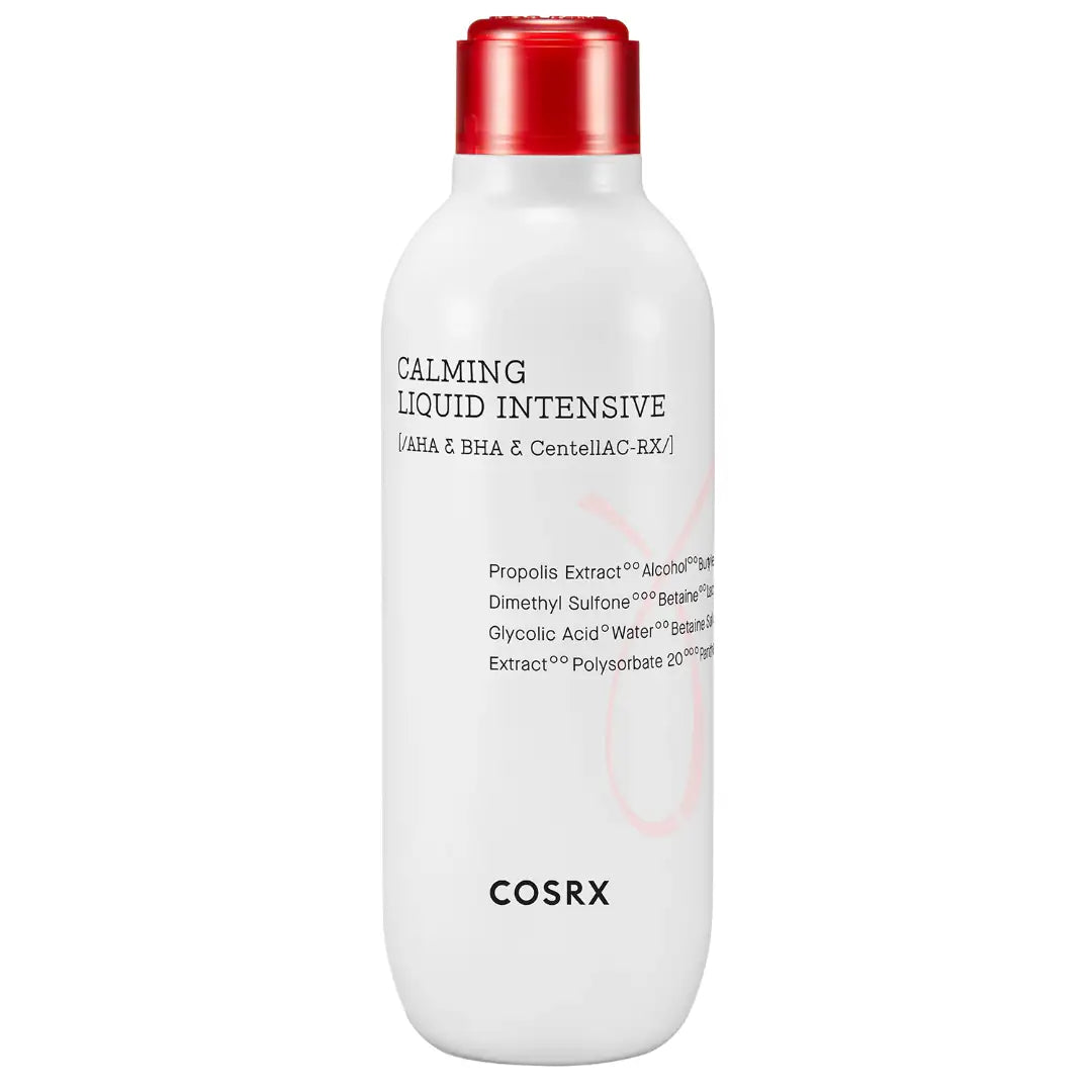 Cosrx kalmerende vloeistof in witte fles met rode dop voor gezicht