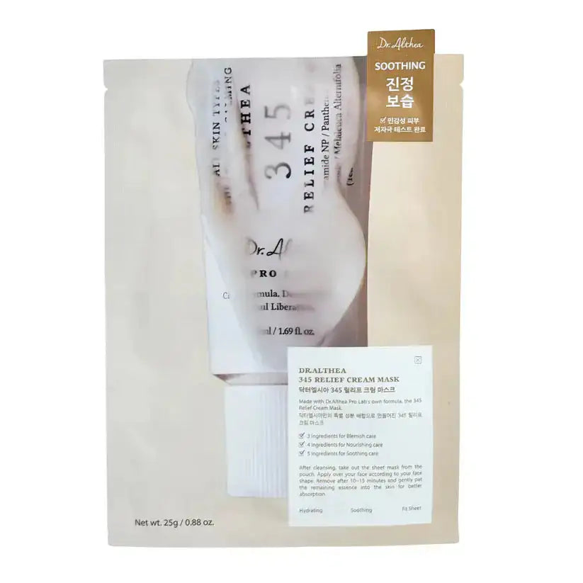 Dr.Althea 345 Relief-crème mask verpakking met productinfo en sachets