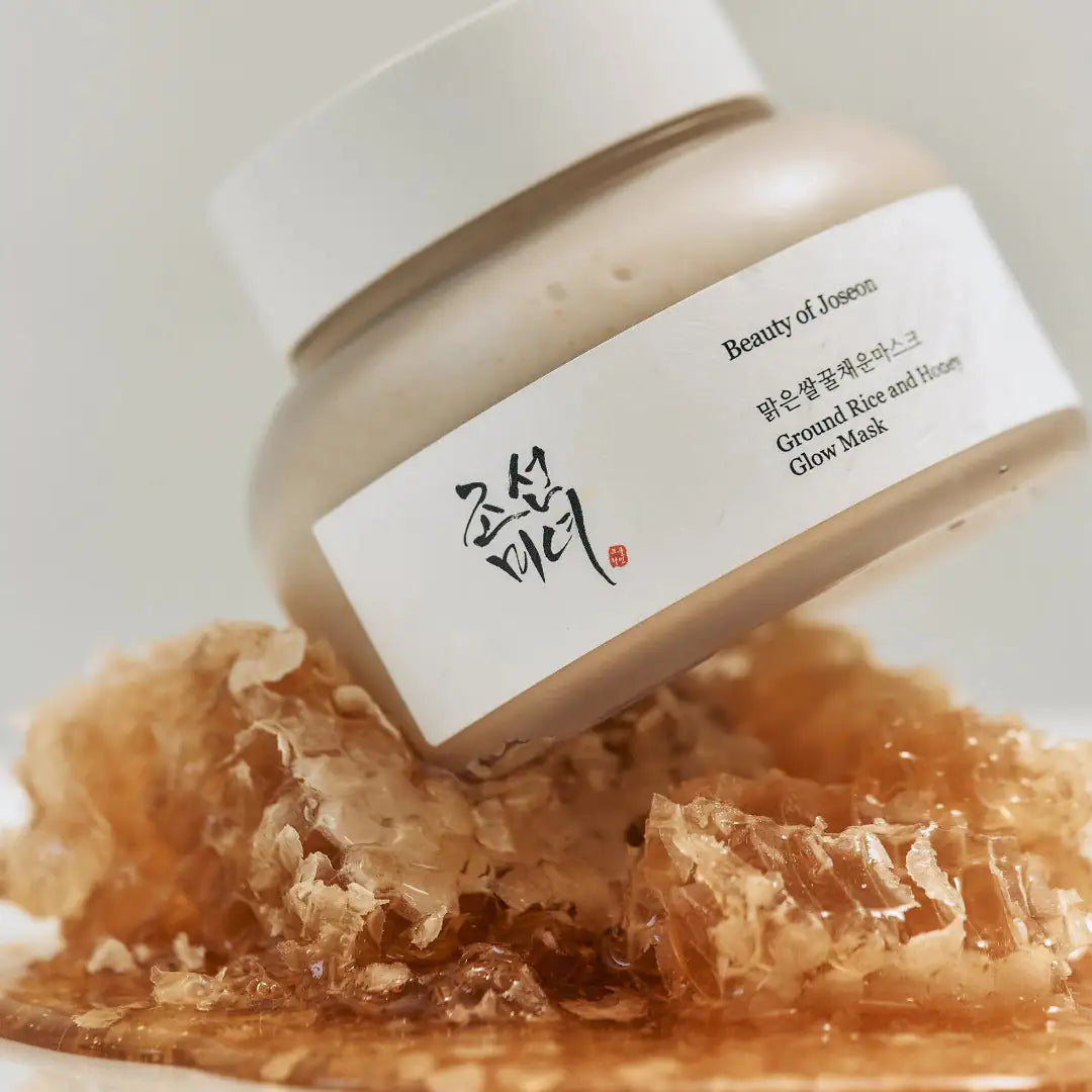 Beauty of Joseon rijst-en-honing glow-masker met label en romige textuur