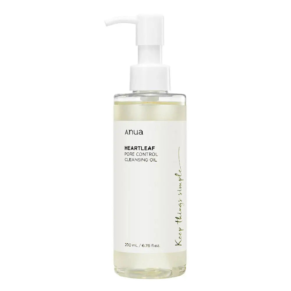 Anua Heartleaf Pore Control Cleansing Oil Anua heartleaf reinigingsolie met pomp, 200 ml, doorzichtige lichtgele fles
