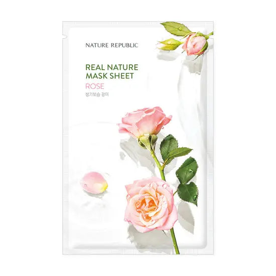 Nature Republic Real Nature Sheet Mask Rose – verzorgend sheet mask met Rose extract voor een gehydrateerde en stralende huid