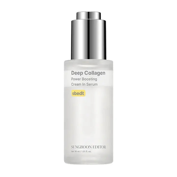 Packshot (flesje, witte achtergrond) SUNGBOON EDITOR Deep Collagen Power Boosting Cream In Serum 30ml – twee-laags collageen serum voor glass skin