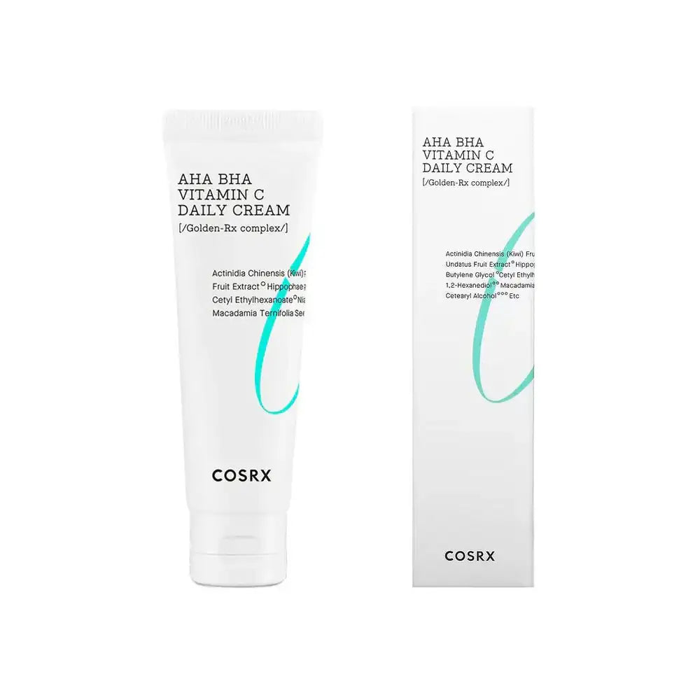 COSRX AHA/BHA vitamine C dagcrème tube en kartonnen verpakking