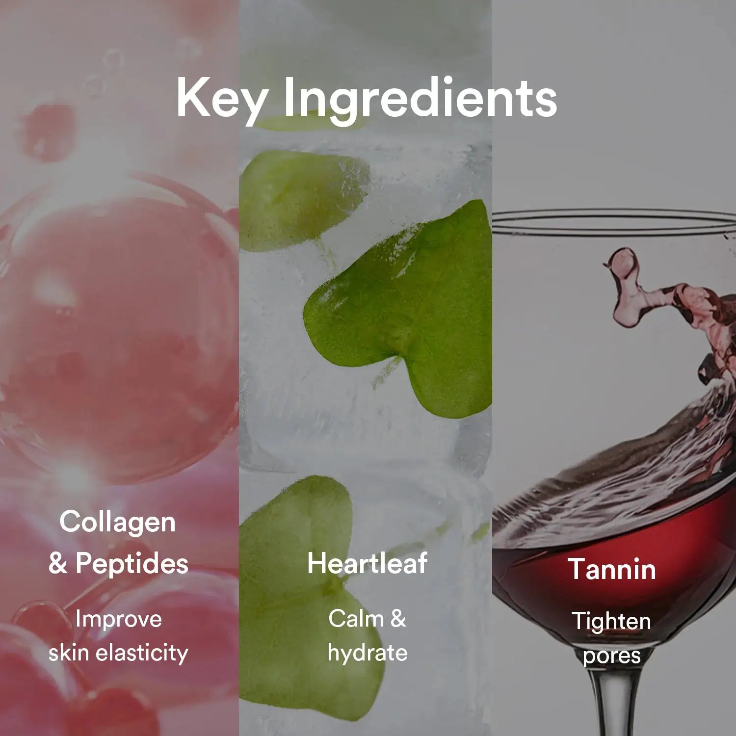 Abib Collagen Gel Mask Heartleaf Jelly Abib collageen gelmasker, ingrediëntenkaart met collageen en hartblad