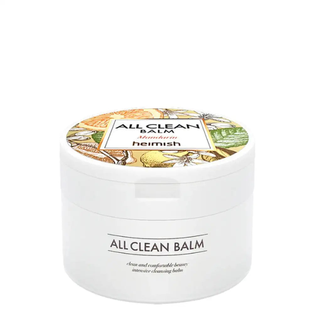 Mandarin reinigingsbalsem in ronde witte pot met deksel en label All Clean Balm
