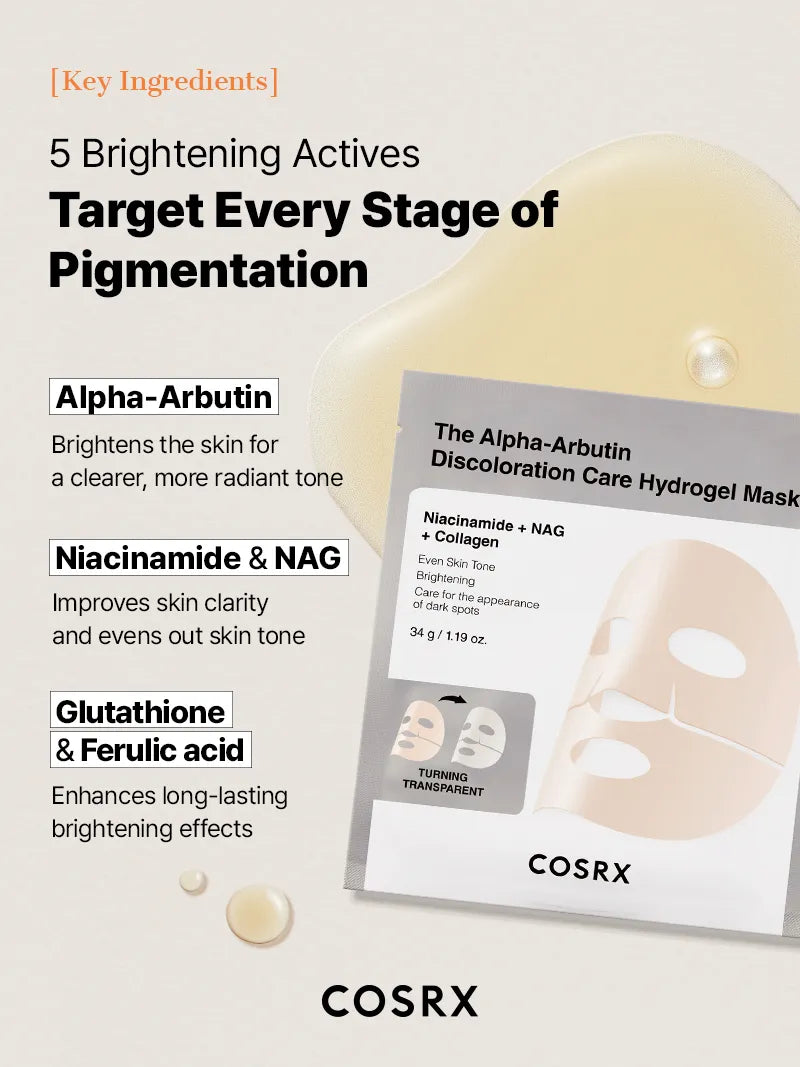 COSRX Alpha-Arbutin Hydrogel Mask belangrijkste ingrediënten