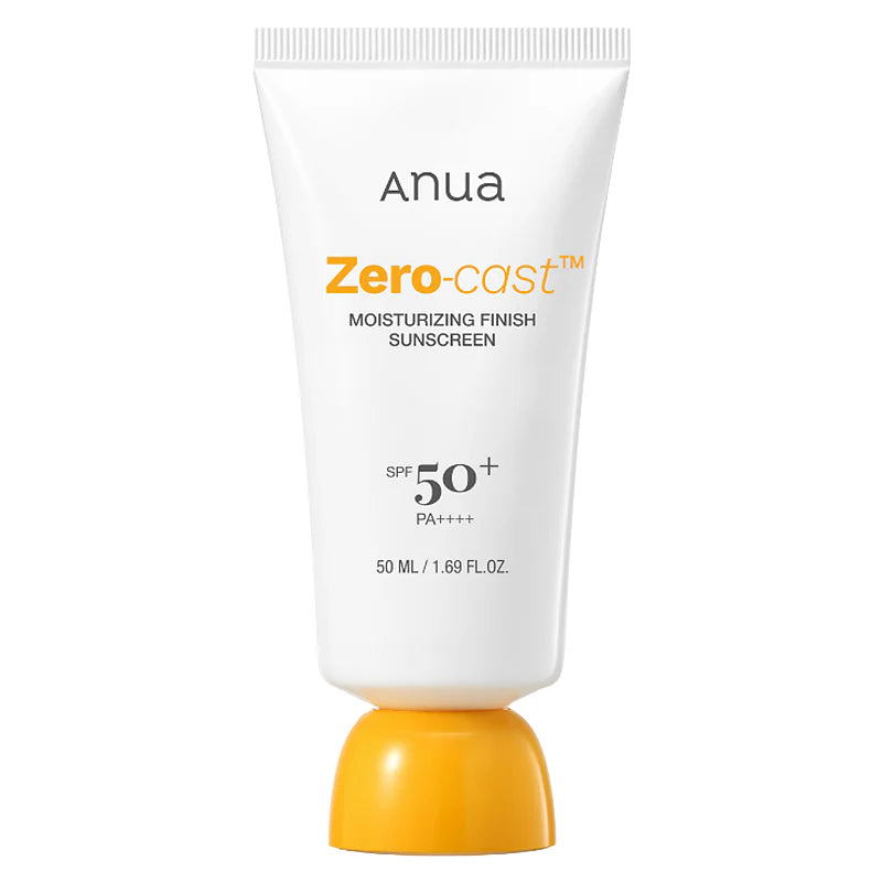 Anua Zero-Cast Moisturizing Finish Sunscreen SPF 50 PA++++ 50ml packshot op witte achtergrond