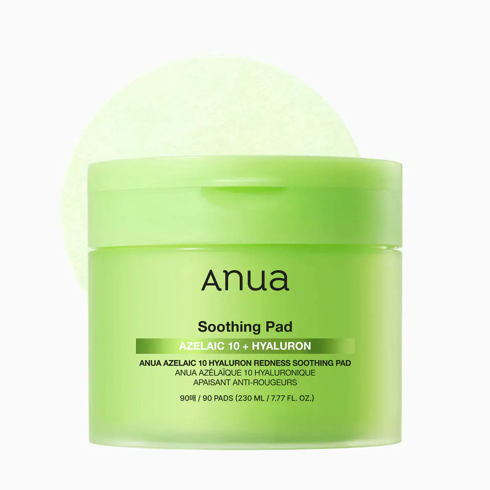 Anua Azelaic 10 Hyaluron Redness Soothing Pad Anua soothing pad potje met groene deksel en etiket