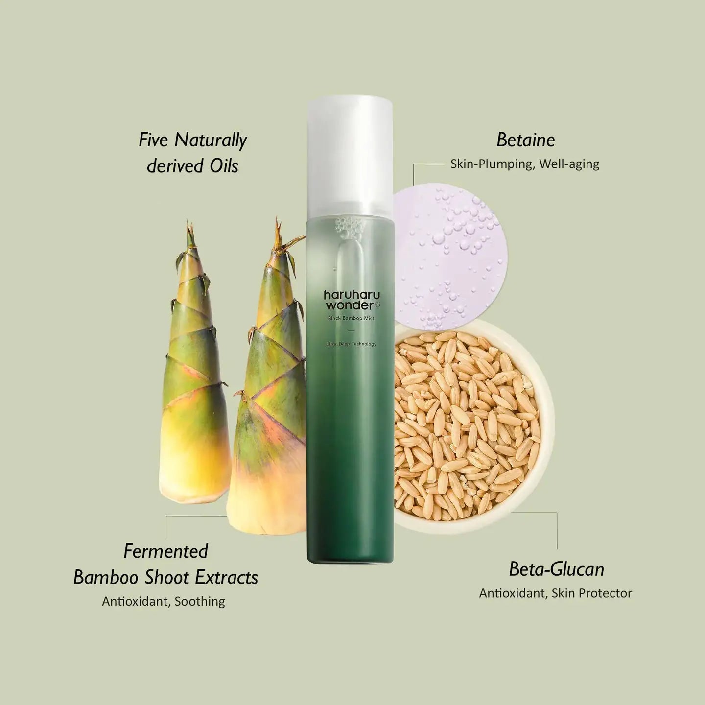 Haruharu WONDER Black Bamboo Mist Groene bamboemist flacon met witte pomp