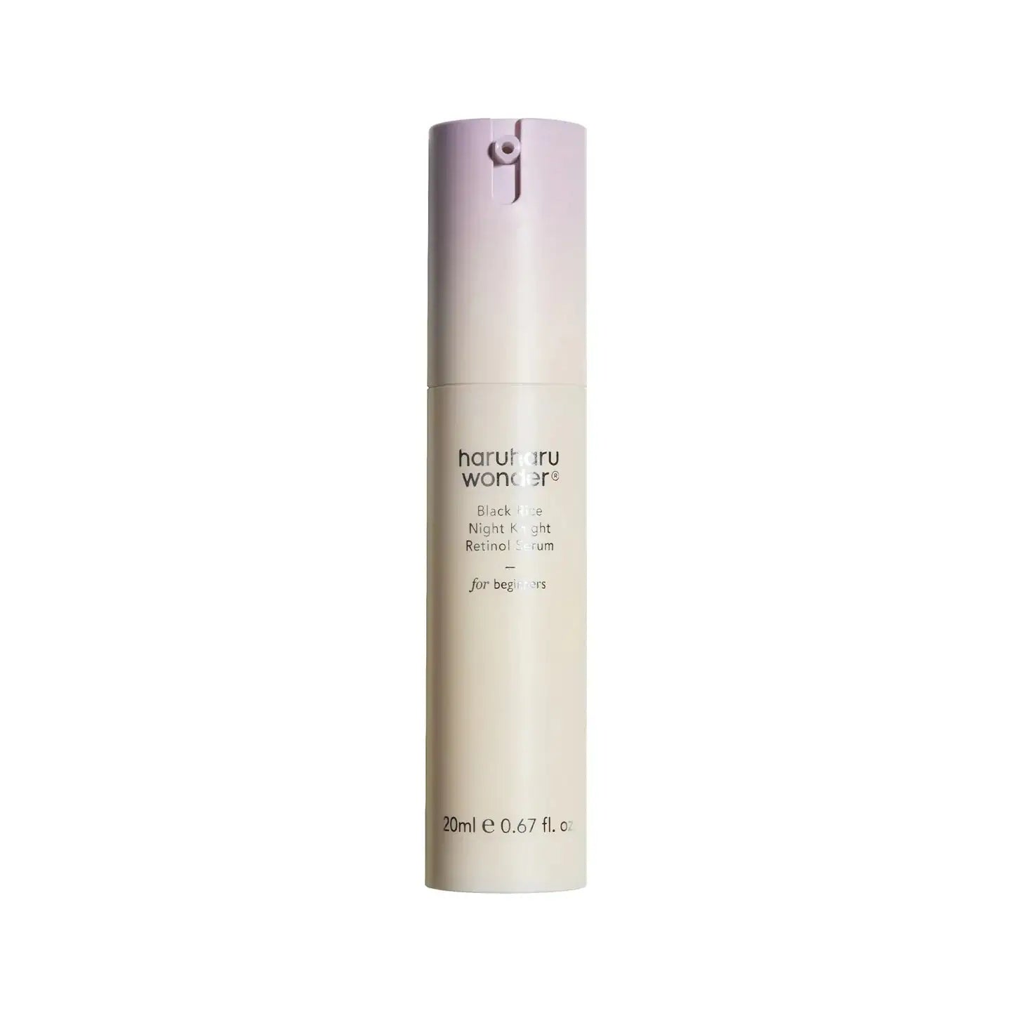 Haruharu WONDER Black Rice Night Knight Retinol Serum Gezichtsserumflesje met beige dop en opschrift, haru ru wonder (20 ml)