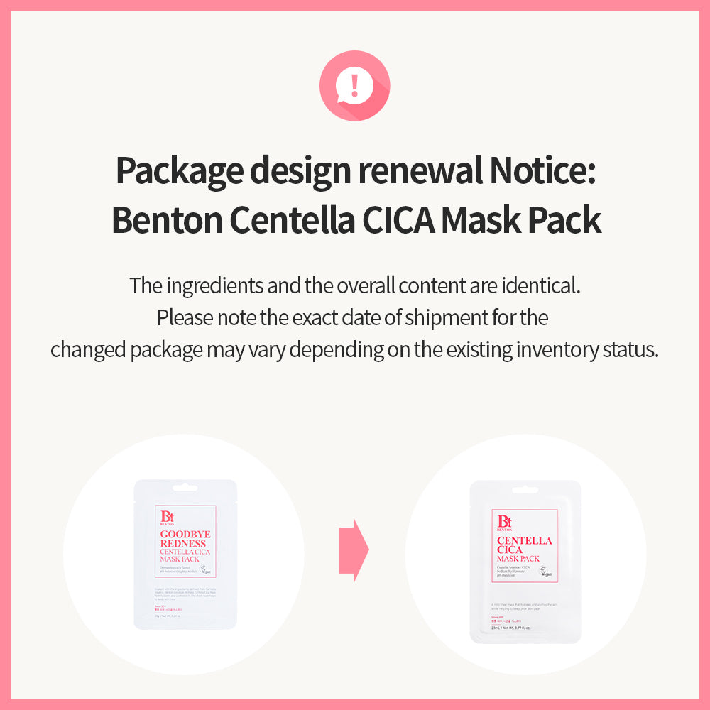 NEW PACKAGING BENTON CENTELLA CICA MASK