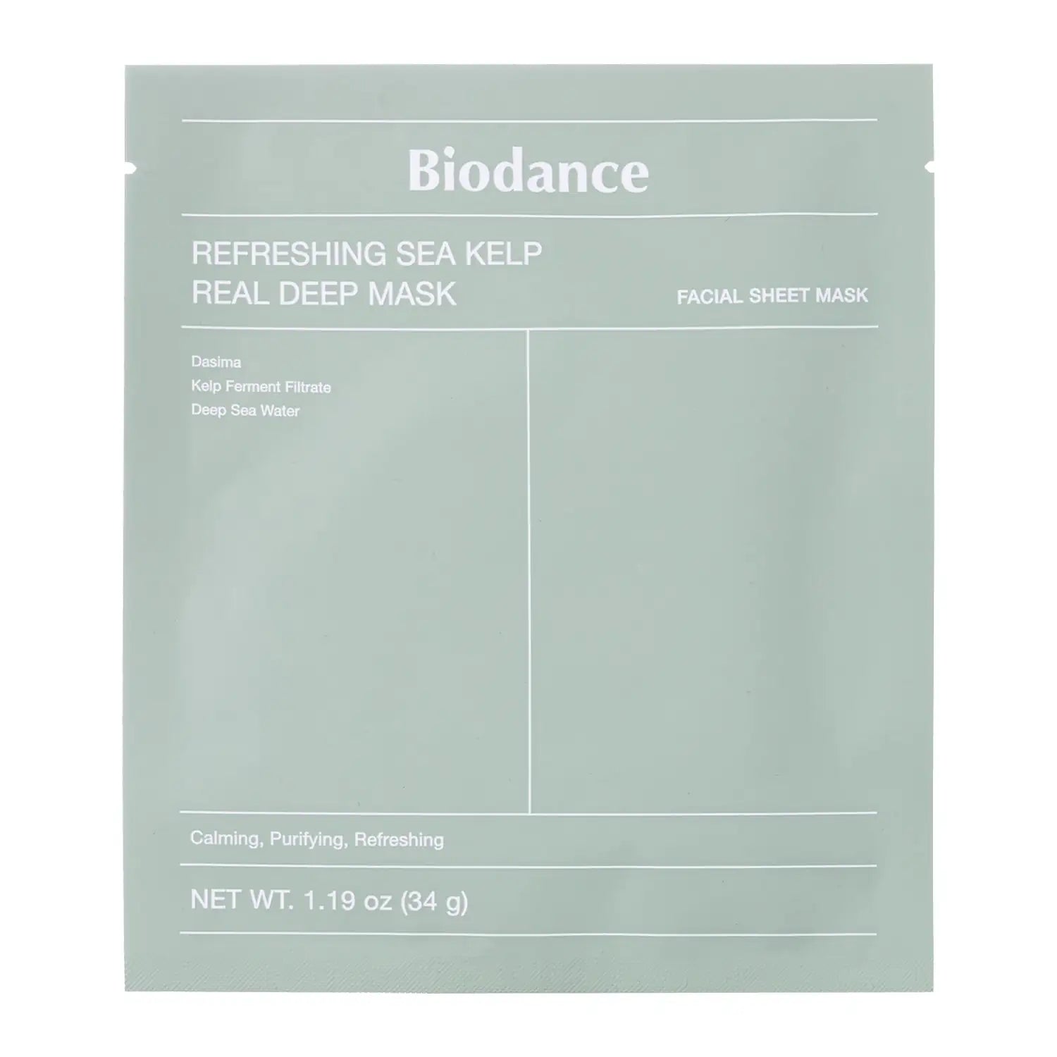 Biodance gezichtsmasker in lichtgroene sachet met productinfo