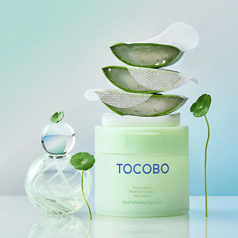 Tocobo Cica Calming Aqua Pad with aloe and centella ingredients