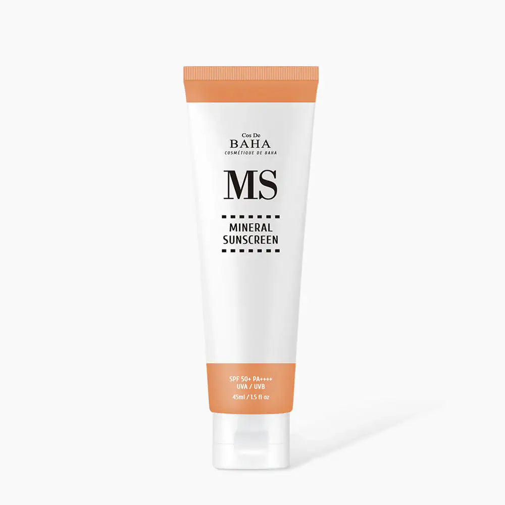Minerale zonnebrandcrème MS in witte tube met oranje rand, 45 ml