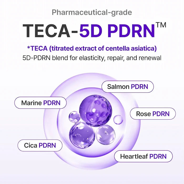  Pharmaceutical-grade TECA-5D PDRN complex – combinatie van Salmon PDRN, Rose PDRN, Marine PDRN, Cica PDRN en Heartleaf PDRN voor elasticiteit, herstel en vernieuwing