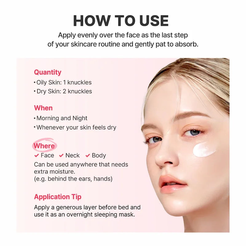 Gebruiksaanwijzing Centellian24 Madeca Cream Time Reverse: aanbrengen als laatste stap van je routine op gezicht, hals en lichaam, ochtend en avond of als sleeping mask