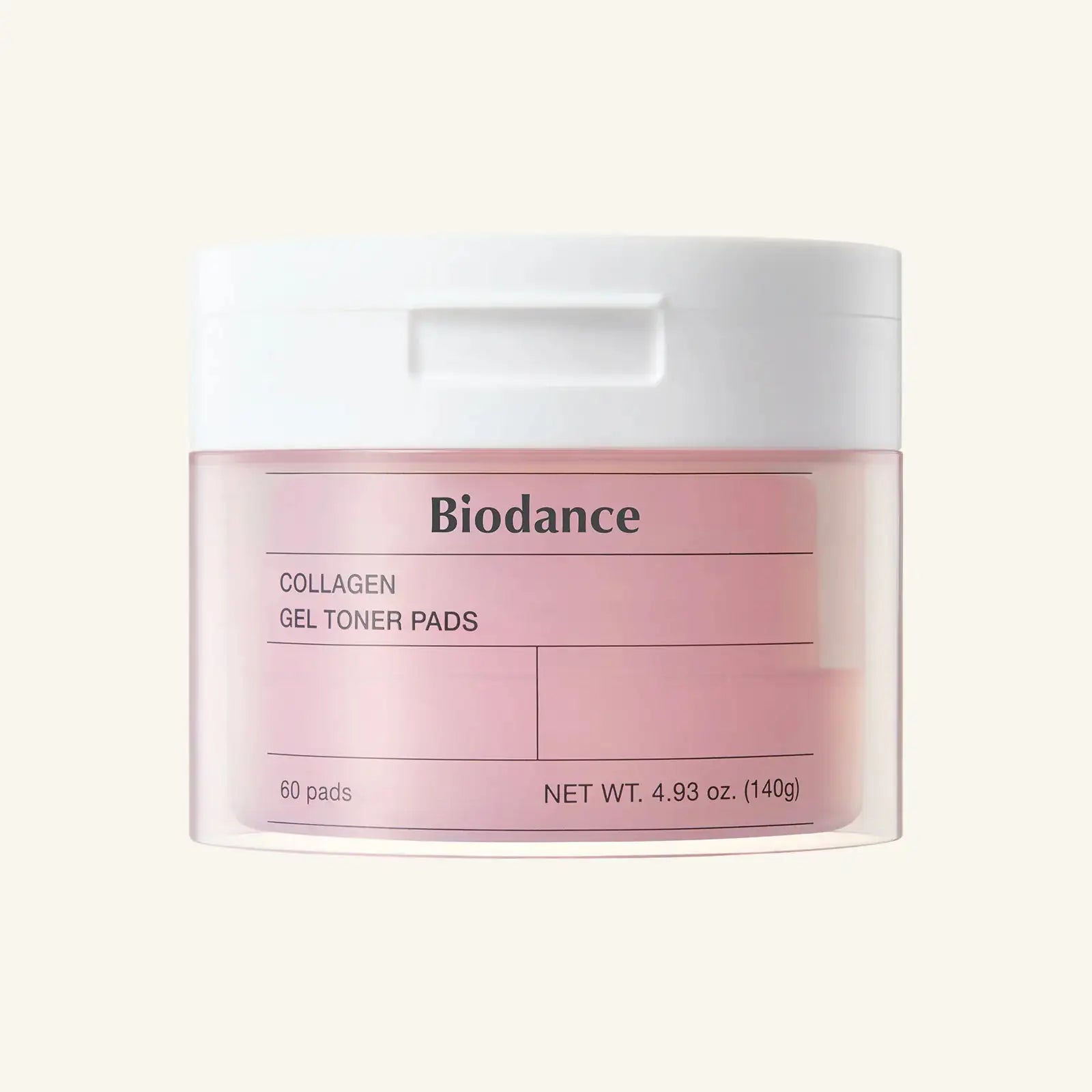 Collageen gel- toner pads pot met 60 pads en etiket 'Biodance'.