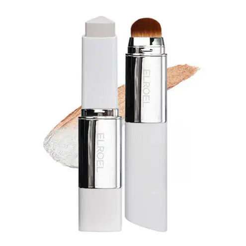 ELROEL Blanc cover-crèmestift met twee geopende stiften en huidachtige swatches