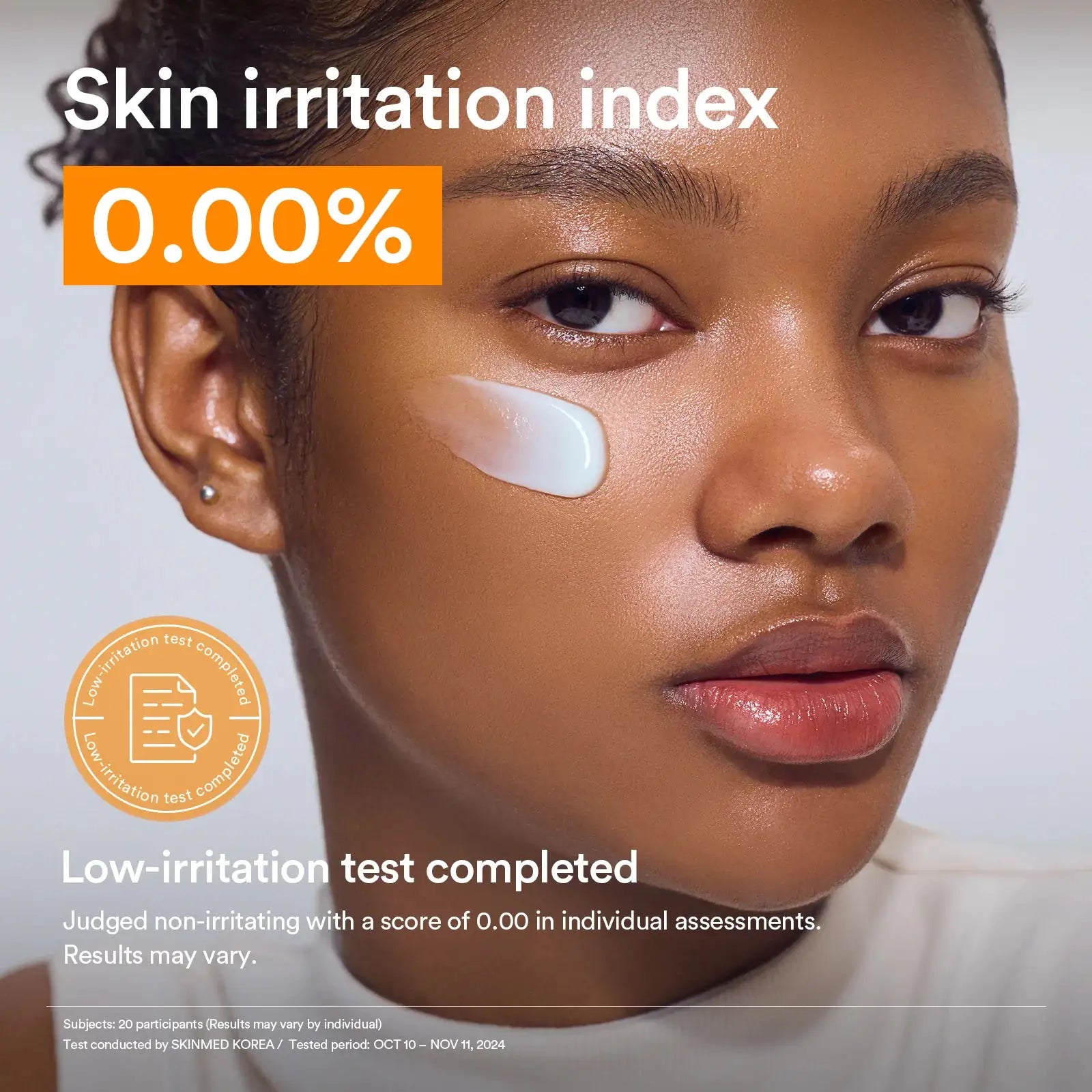 Abib Glutathiosome dark spot cream Vita tube Gezichtscrème met witte uitstrijk op wang van model