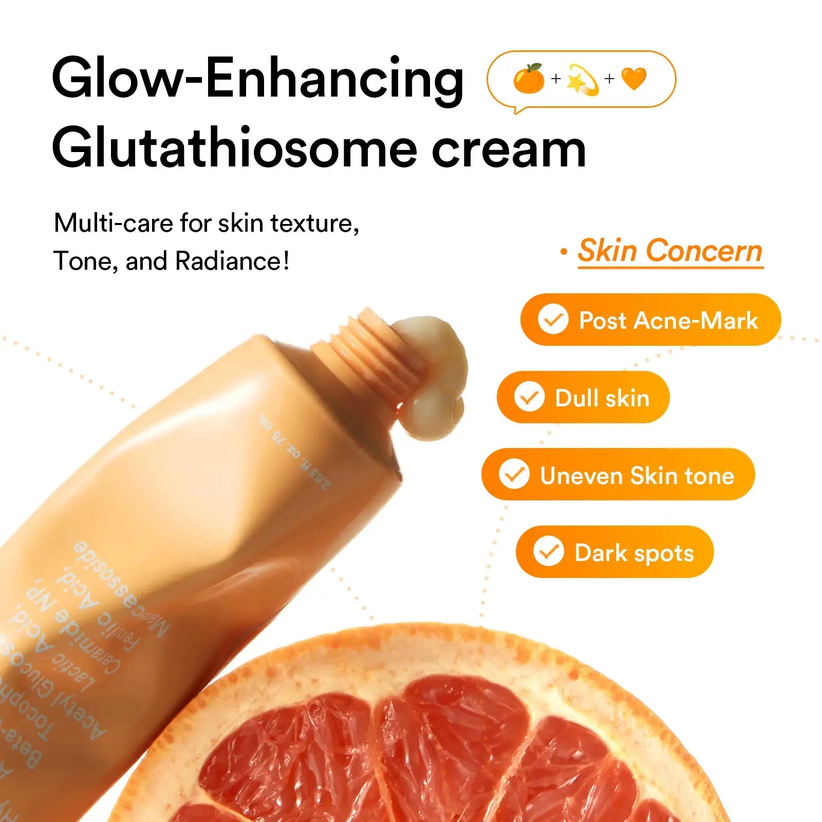 Abib Glutathiosome dark spot cream Vita tube Glutathiosome crème in oranje tube met uitgedraaide romige crème
