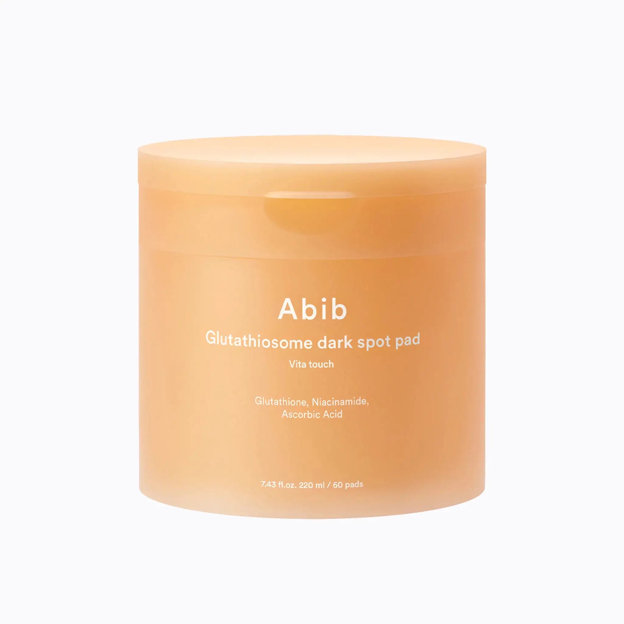 Abib Glutathiosome dark spot pad Vita touch Glutathiosome dark spotpads pot van Abib, oranje-beige verpakking