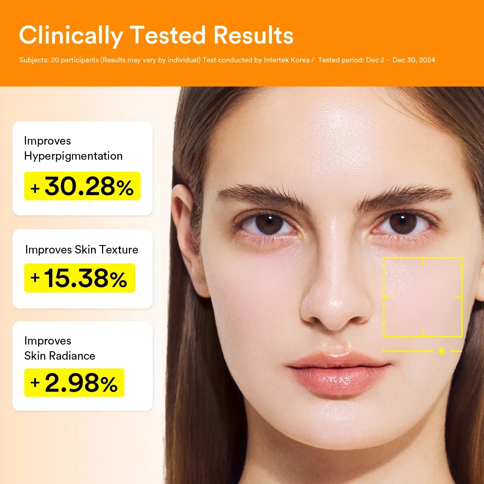 Abib Glutathiosome Dark Spot Toner Skin Booster Glutathiosome donkere-vlekken toner skin booster klinische resultaatscreenshot op gezicht