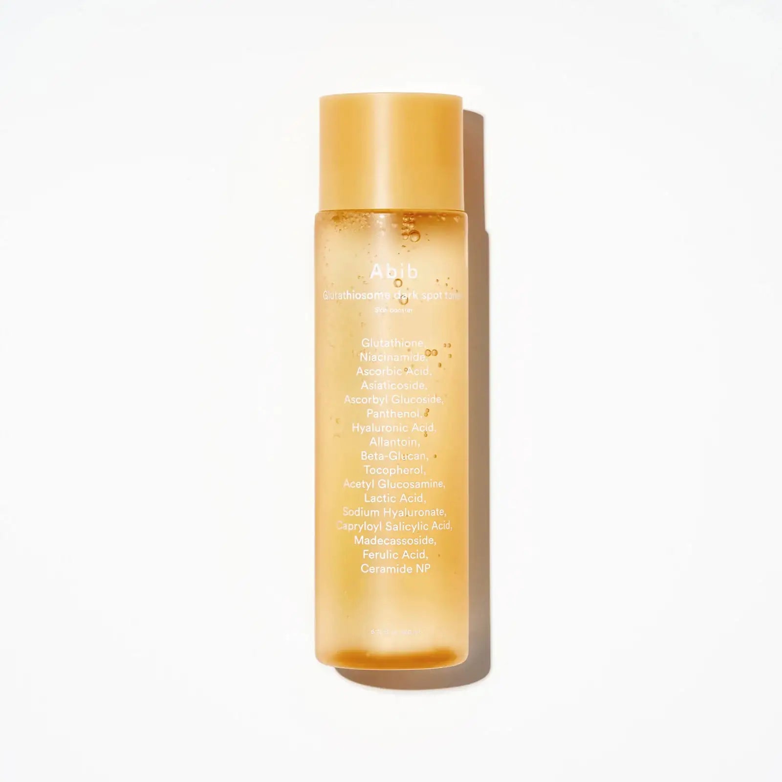 Abib Glutathiosome Dark Spot Toner Skin Booster Glutathiosome donkere-vlekken toner skin booster flesje, amberkleurige vloeistof, met etiket