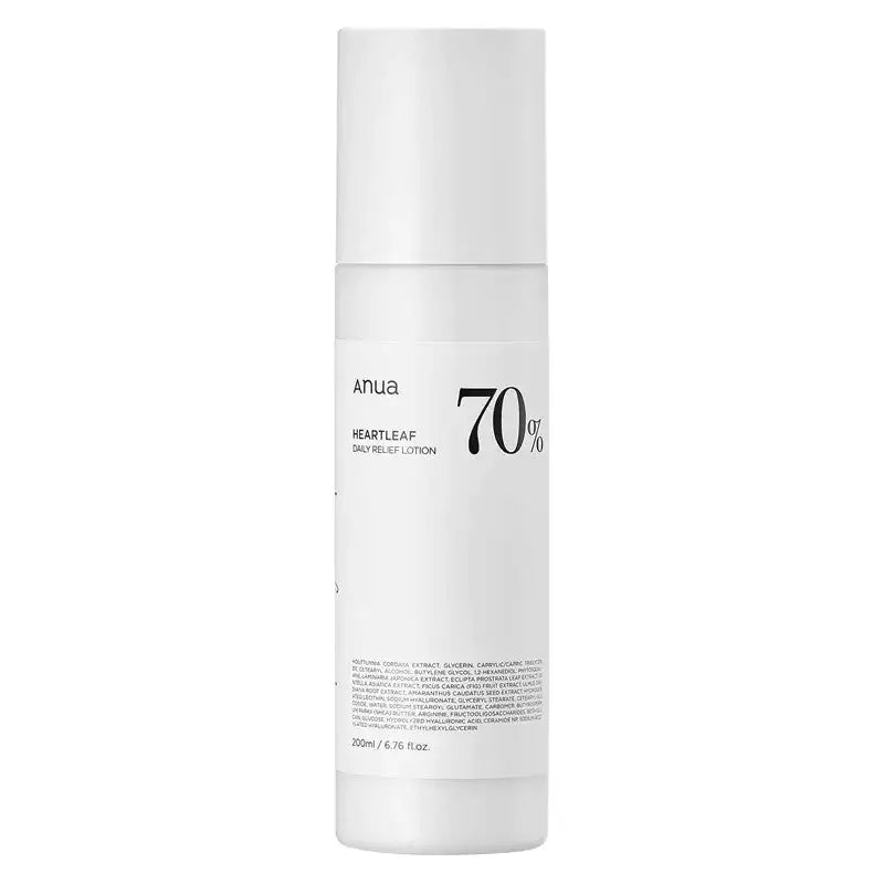 Anua Heartleaf 70% Daily Lotion Witte lotionfles van Anua met achteretiket en “70%”
