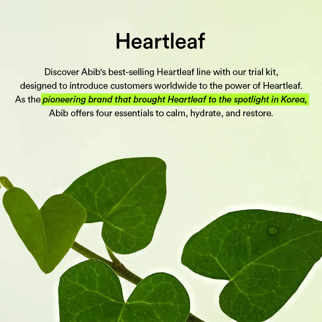 Abib Heartleaf calming Trial kit Heartleaf bladeren als onderdeel van de proefset-presentatie