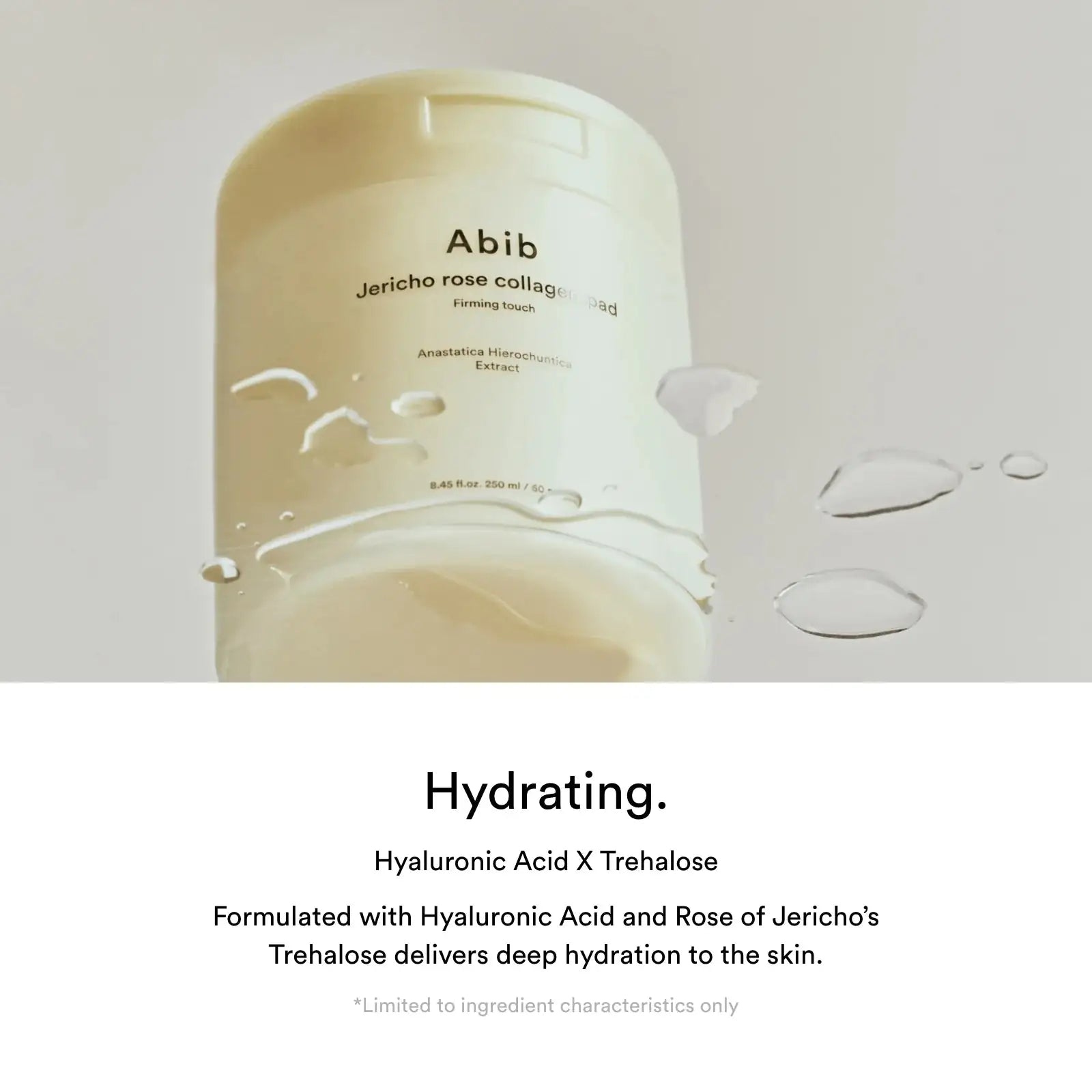 Abib Jericho Rose Collagen Pad Firming Touch Abib Jericho rose collageenpad pot met romige gelspatten en producttop