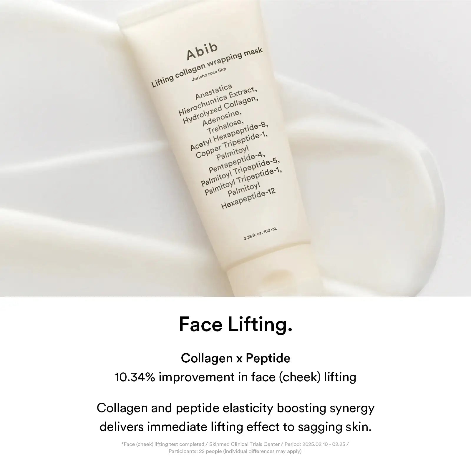 Abib Lifting collagen wrapping mask Jericho rose film Collageen wrappigmasker in lichtbeige knijptube, Abib