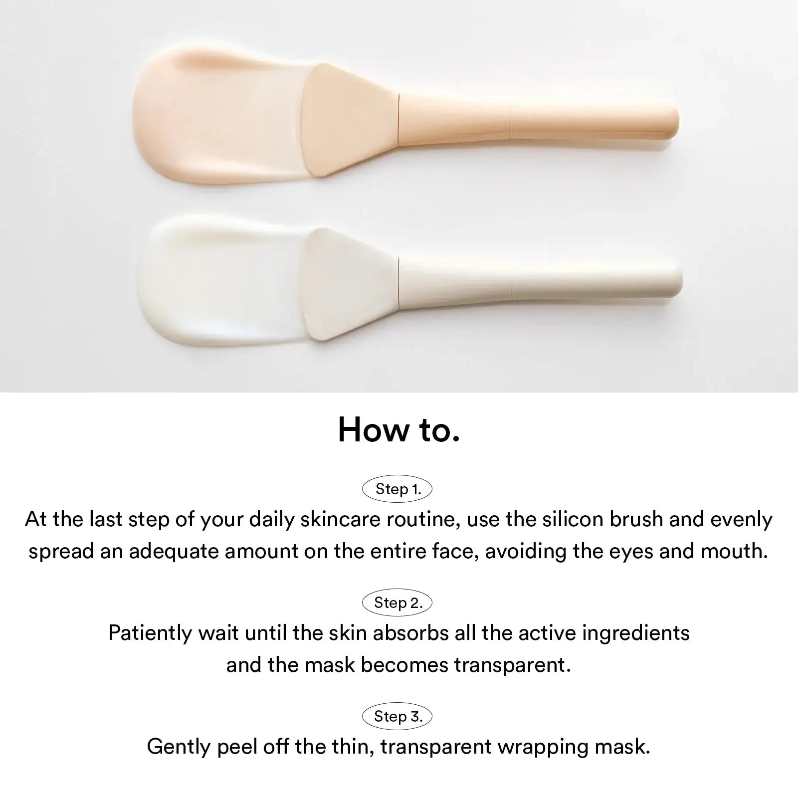 Abib Lifting collagen wrapping mask Jericho rose film Twee silicone masker-applicators met romige, lichtbeige coating