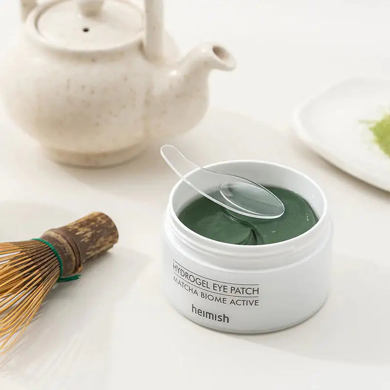 Hydrogel oogpatch pot met groene gel en doorzichtige oogpatch