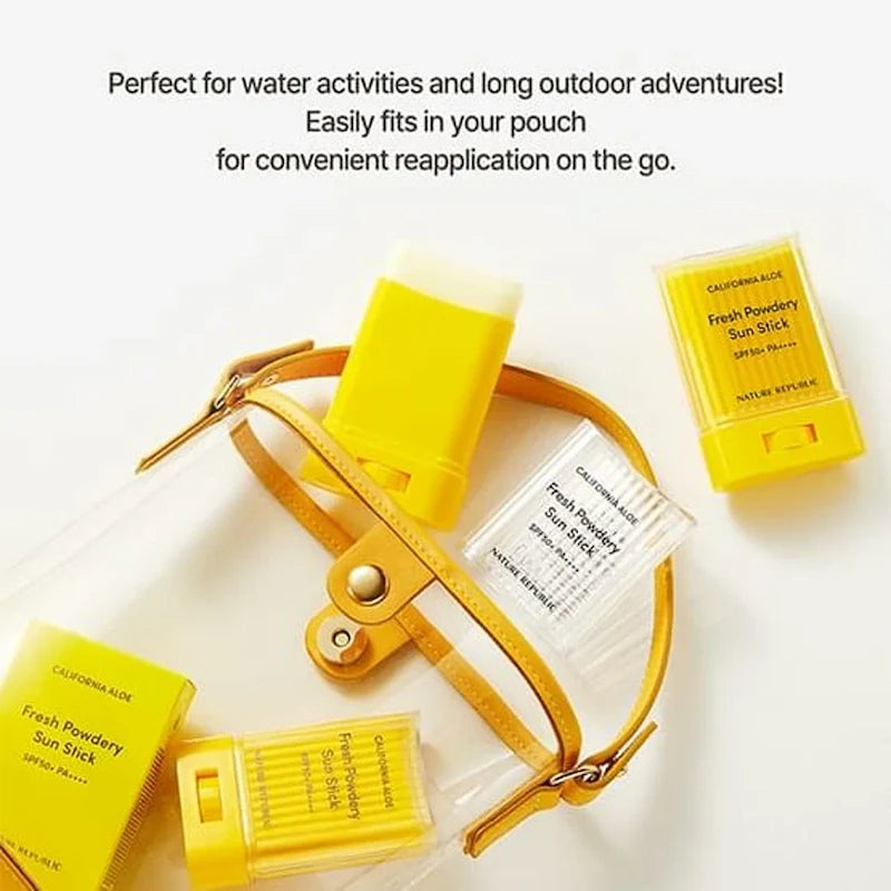 Nature Republic California Aloe Fresh Powdery Sun Stick SPF50+ compact ideaal voor onderweg